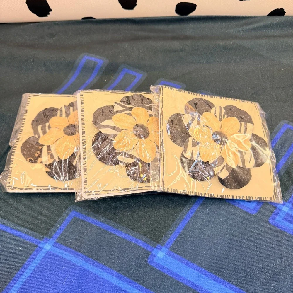 Michaels Flower Clip Womens Black Tan Zebra Print Glitter 3 Packs of 2